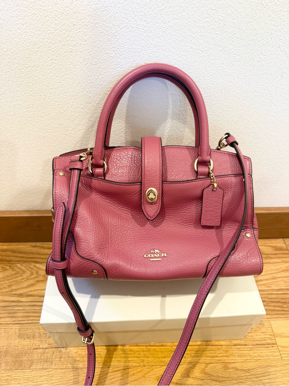 Coach 37779 Grain Leather Mercer Satchel 24 in Light Rouge NWT